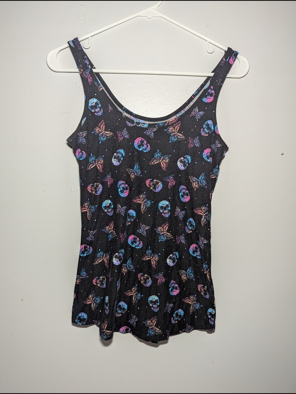 No Boundaries Women's S NWT Y2K Fairy Grunge Rainbow Skulls Butterflies Tank Top